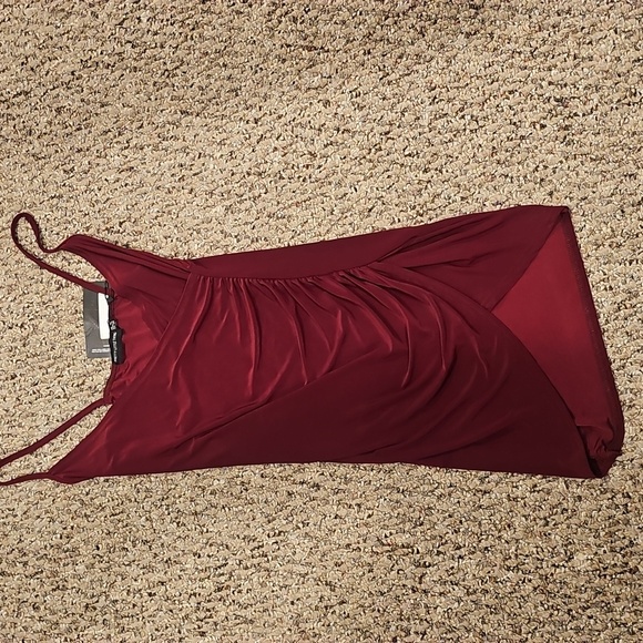 NEW Pretty Little Thing Burgundy Slinky Strappy Bodycon Dress..size 6.free Ship - Picture 5 of 5